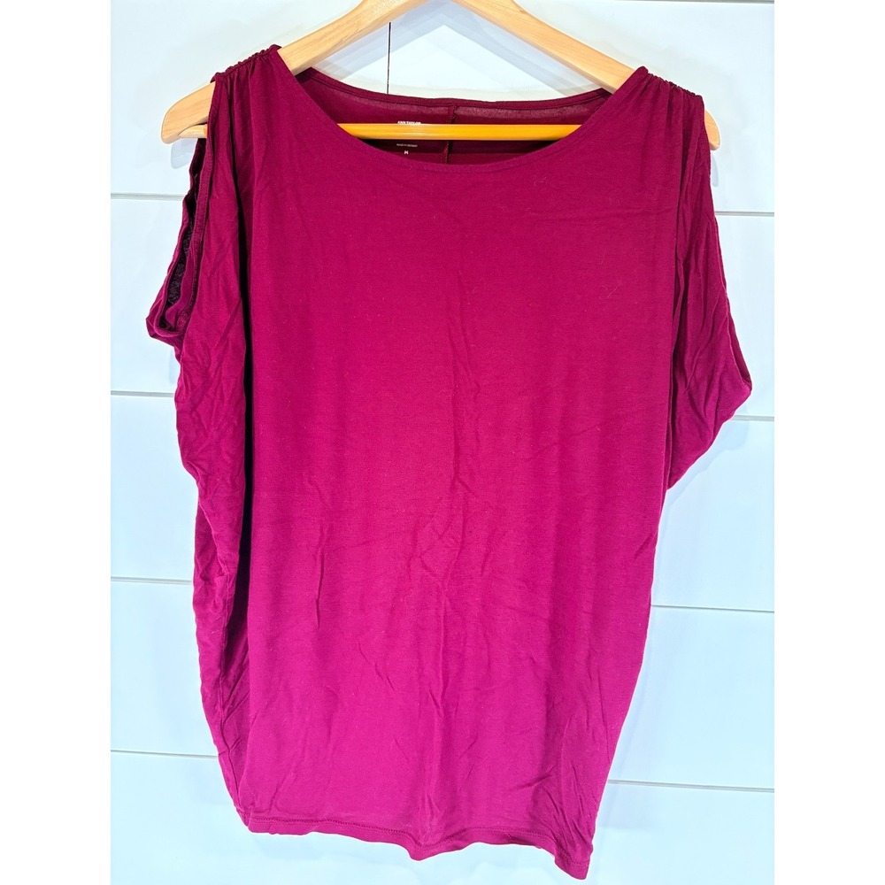 Ann Taylor Loft Women's Sleeveless Blouse Burgundy Wine Scoop Neck Size M Medium
